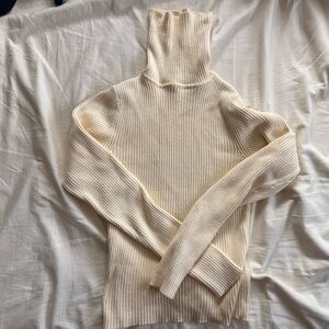 100% Cotton Trendy Baby Yellow Ribbed Turtleneck Sweater